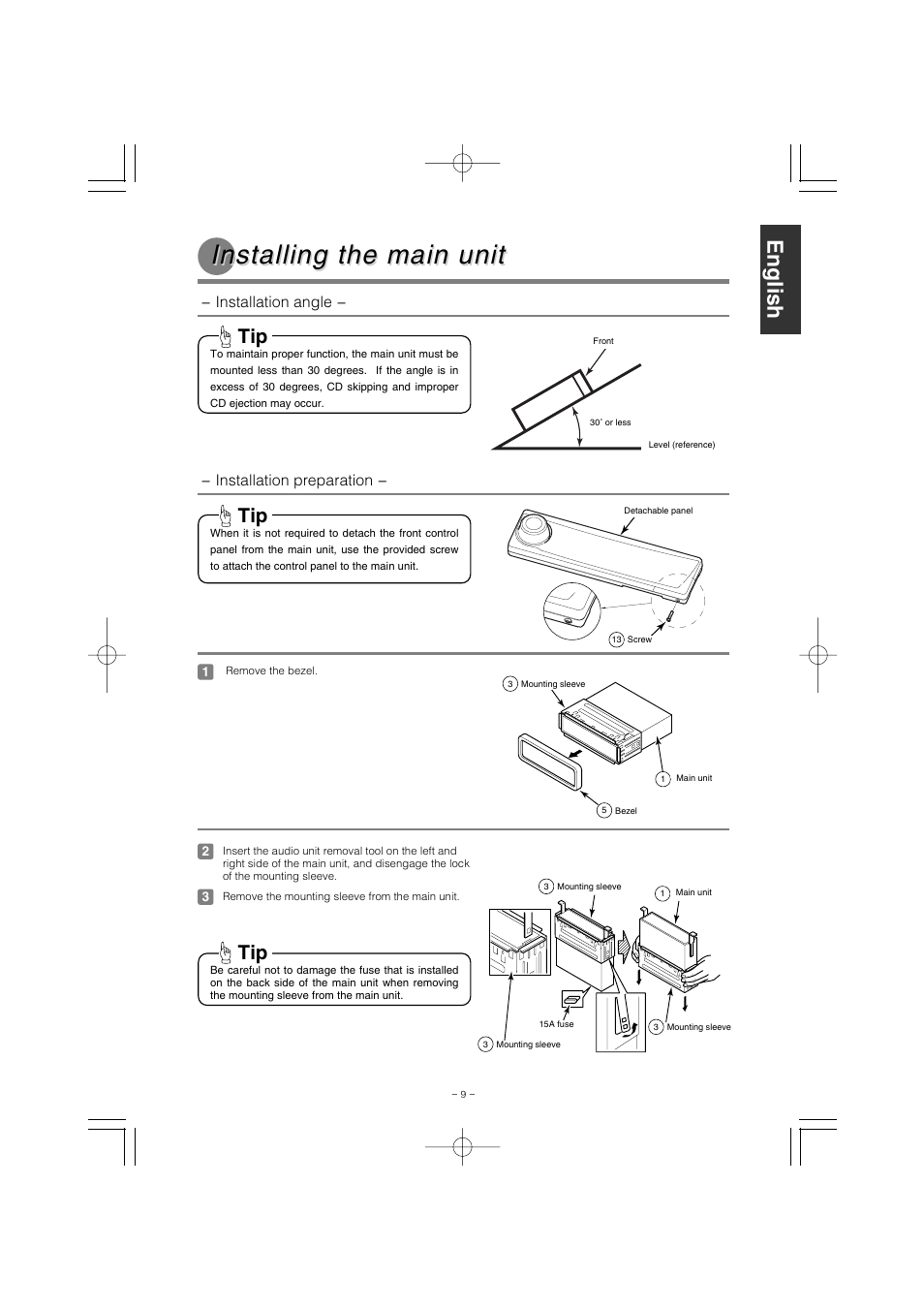 Installing the main unit | Eclipse - Fujitsu Ten CD1000 User Manual | Page 9 / 36