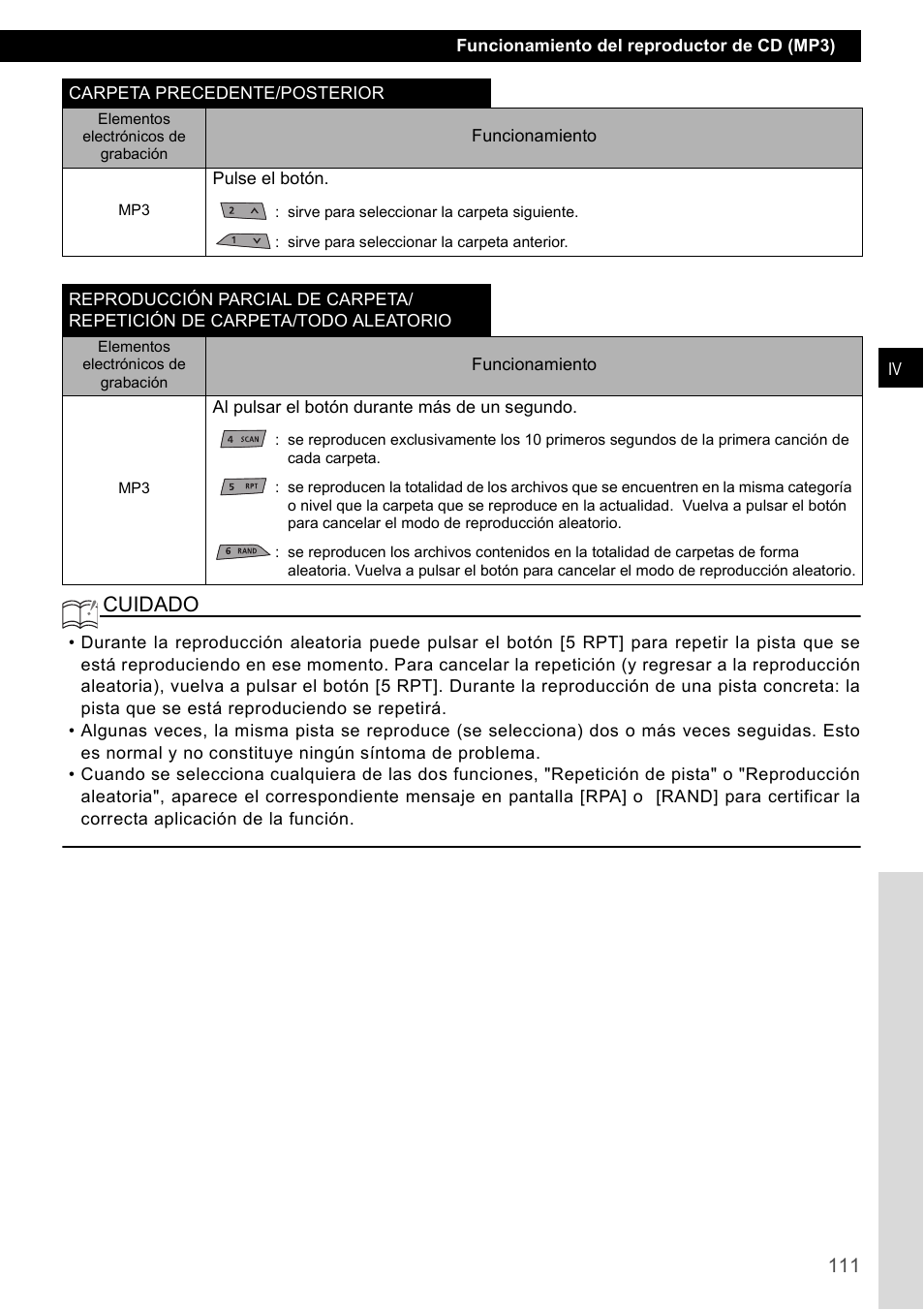 Cuidado | Eclipse - Fujitsu Ten CD2000 User Manual | Page 111 / 141