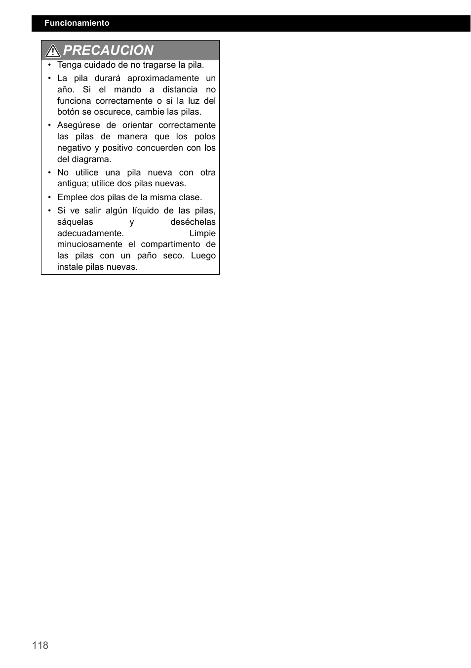 Precaución | Eclipse - Fujitsu Ten CD2000 User Manual | Page 118 / 141