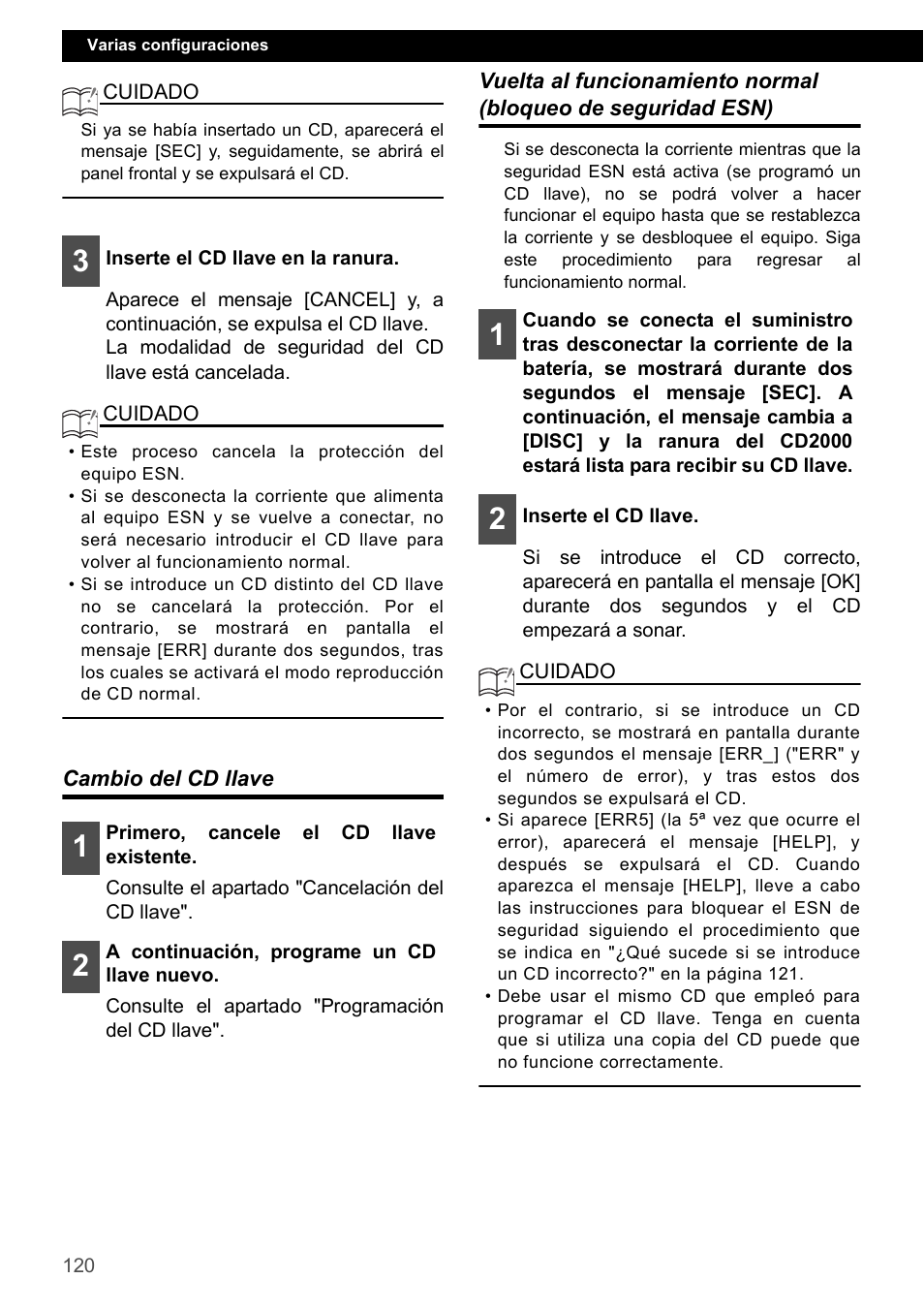 Cambio del cd llave | Eclipse - Fujitsu Ten CD2000 User Manual | Page 120 / 141