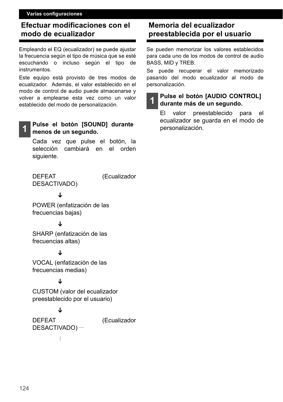 Efectuar modificaciones con el modo de ecualizador | Eclipse - Fujitsu Ten CD2000 User Manual | Page 124 / 141