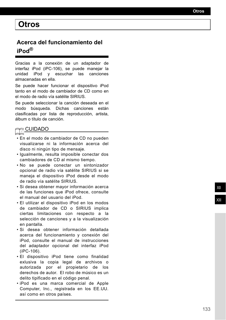 Otros, Acerca del funcionamiento del ipod | Eclipse - Fujitsu Ten CD2000 User Manual | Page 133 / 141