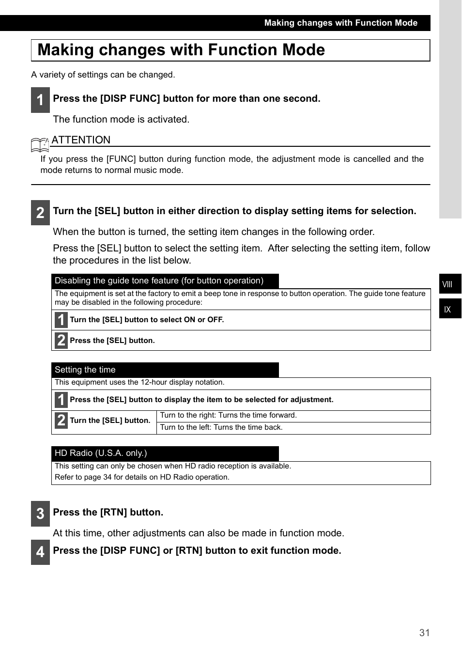 Making changes with function mode | Eclipse - Fujitsu Ten CD2000 User Manual | Page 31 / 141