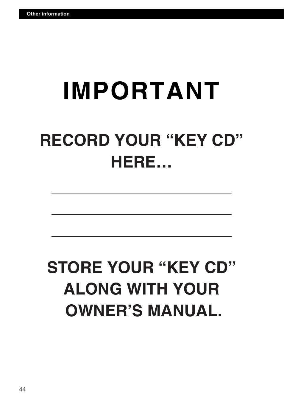 Important | Eclipse - Fujitsu Ten CD2000 User Manual | Page 44 / 141