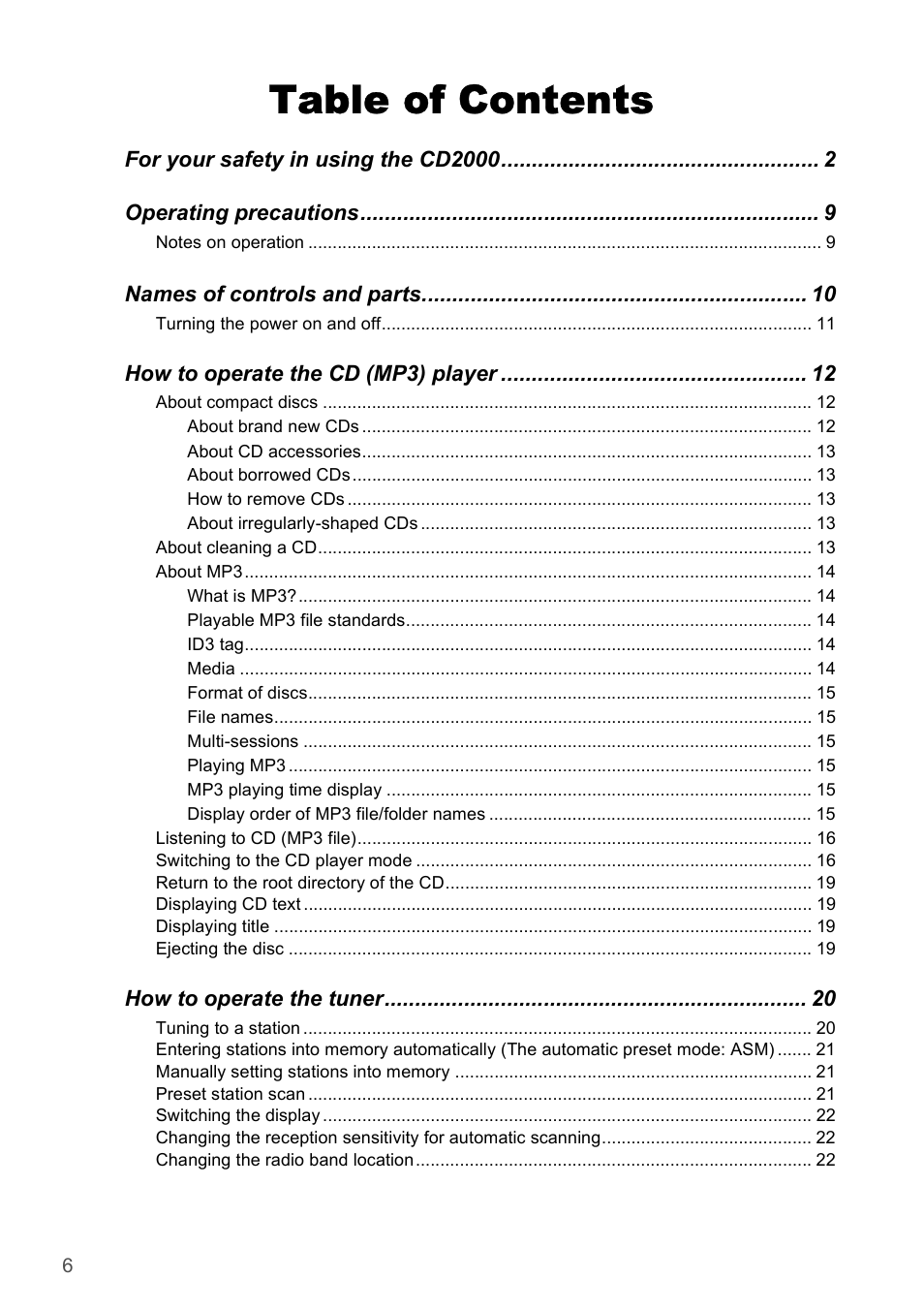 Eclipse - Fujitsu Ten CD2000 User Manual | Page 6 / 141