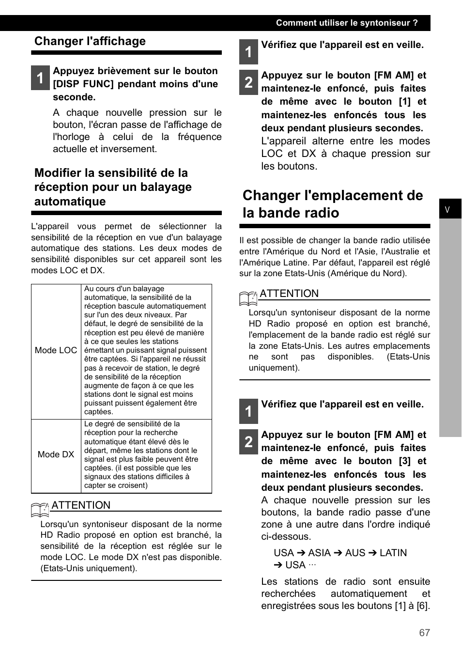 Changer l'affichage, Changer l'emplacement de la bande radio | Eclipse - Fujitsu Ten CD2000 User Manual | Page 67 / 141