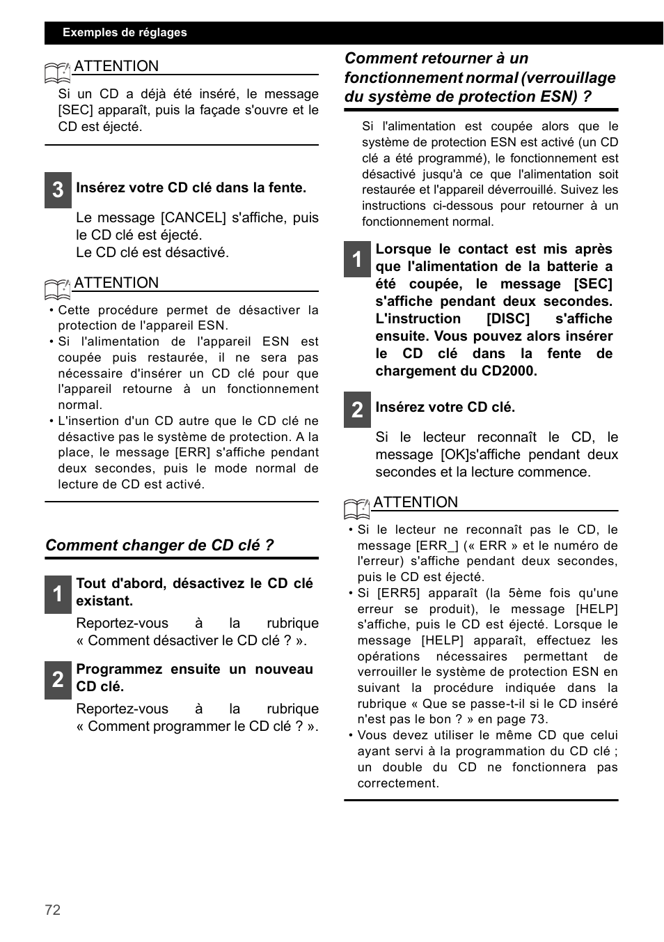 Comment changer de cd clé | Eclipse - Fujitsu Ten CD2000 User Manual | Page 72 / 141