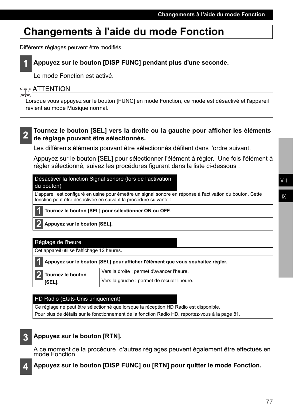 Changements à l'aide du mode fonction | Eclipse - Fujitsu Ten CD2000 User Manual | Page 77 / 141