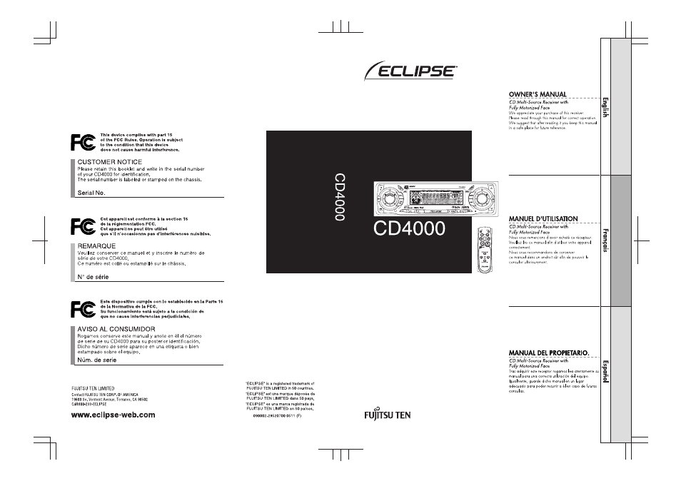 Eclipse - Fujitsu Ten CD4000 User Manual | 195 pages