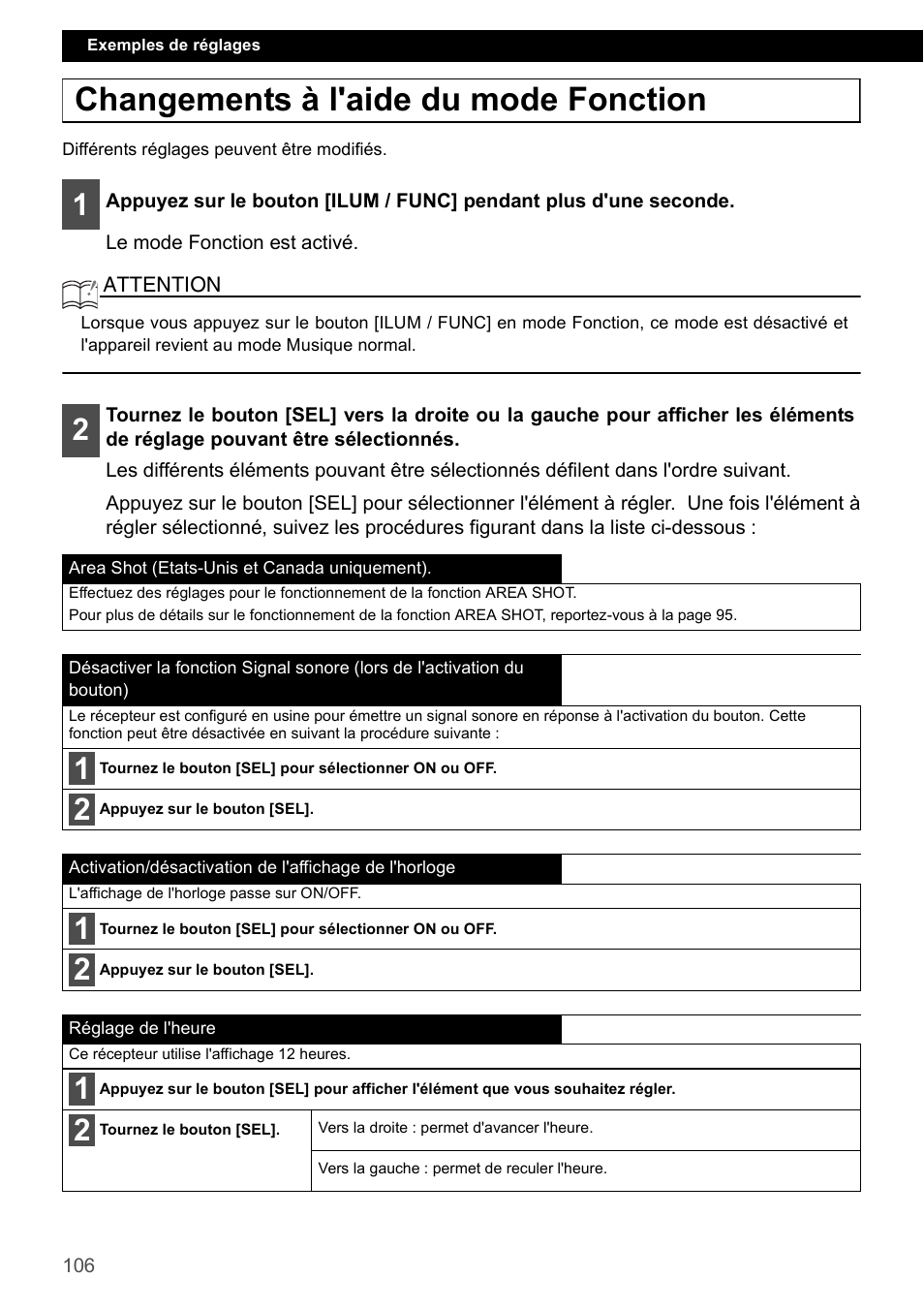 Changements à l'aide du mode fonction | Eclipse - Fujitsu Ten CD4000 User Manual | Page 106 / 195