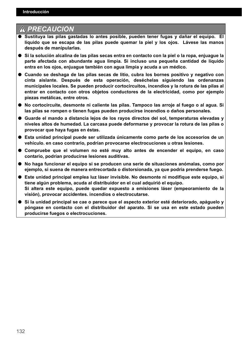 Precaución | Eclipse - Fujitsu Ten CD4000 User Manual | Page 132 / 195