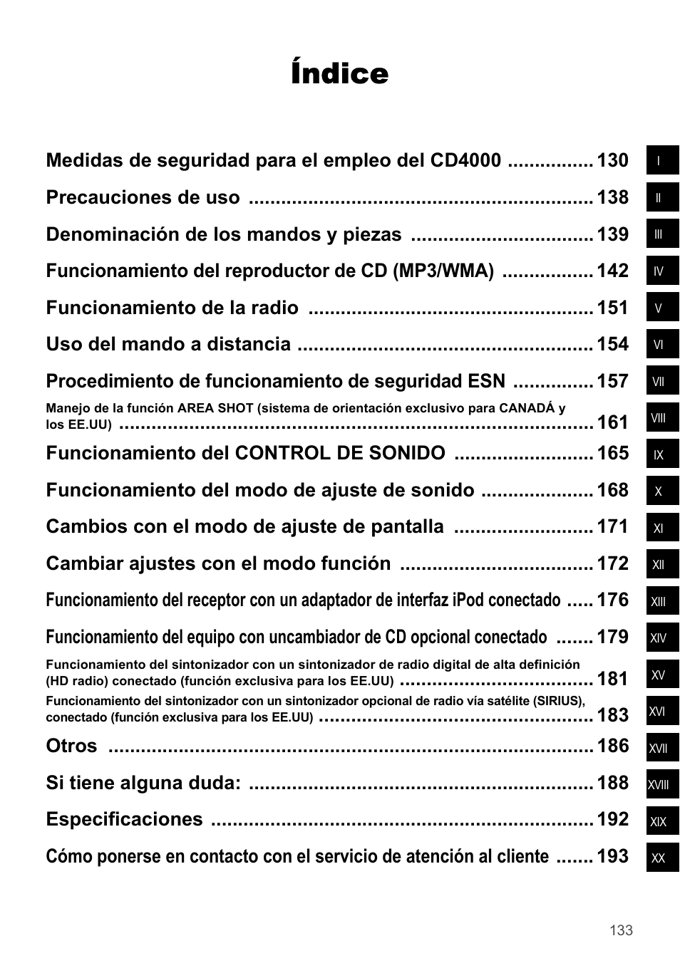 Índice | Eclipse - Fujitsu Ten CD4000 User Manual | Page 133 / 195