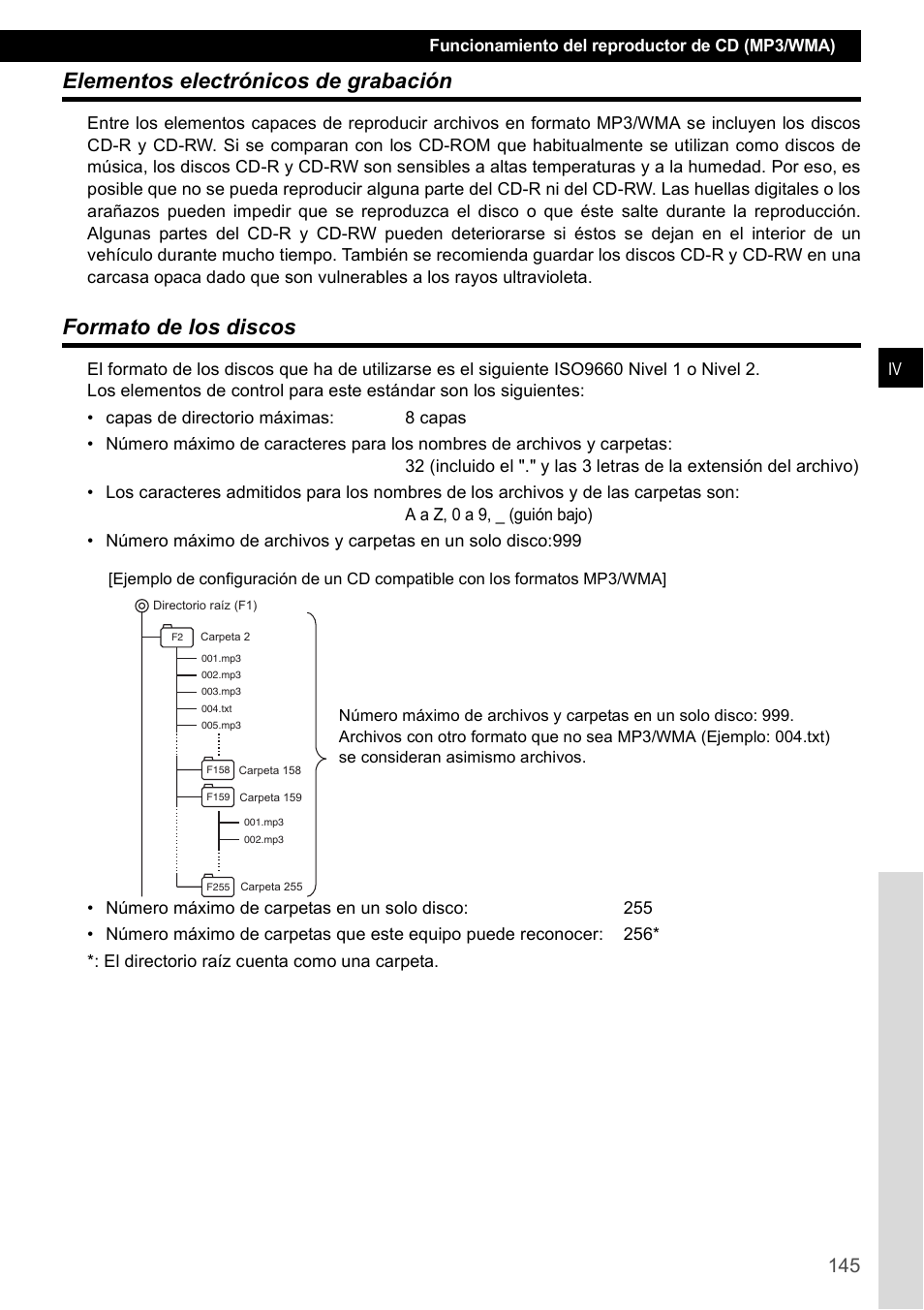 Elementos electrónicos de grabación, Formato de los discos | Eclipse - Fujitsu Ten CD4000 User Manual | Page 145 / 195