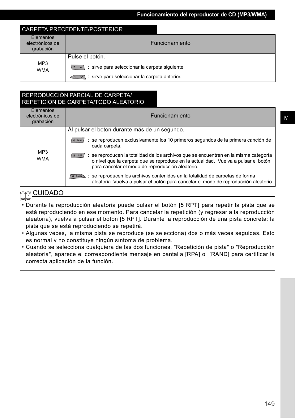 Cuidado | Eclipse - Fujitsu Ten CD4000 User Manual | Page 149 / 195