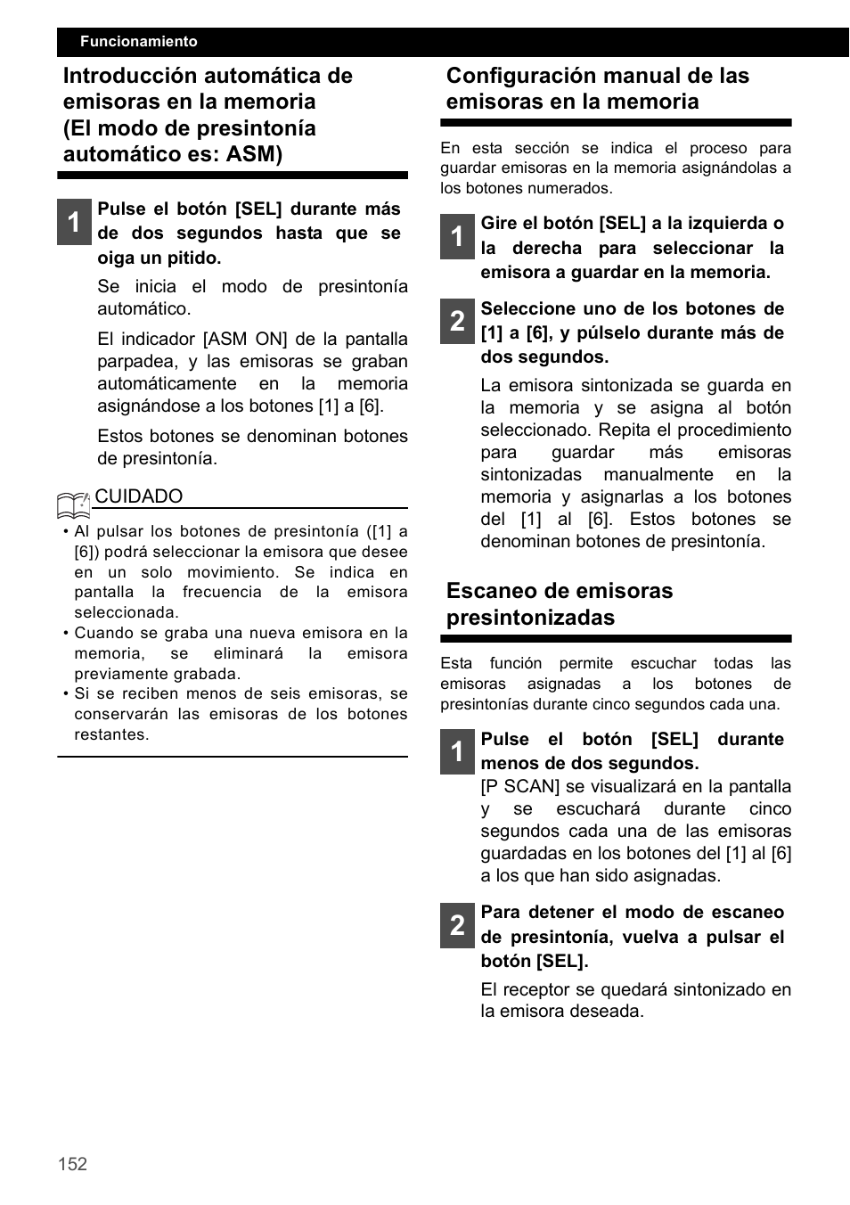 Configuración manual de las emisoras en la memoria, Escaneo de emisoras presintonizadas | Eclipse - Fujitsu Ten CD4000 User Manual | Page 152 / 195