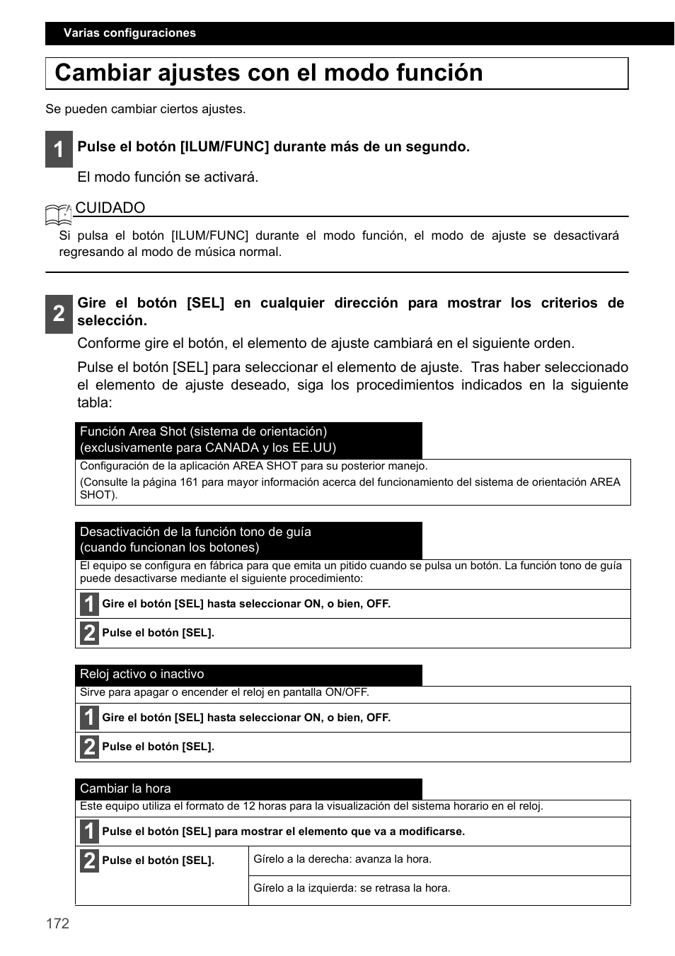 Cambiar ajustes con el modo función | Eclipse - Fujitsu Ten CD4000 User Manual | Page 172 / 195