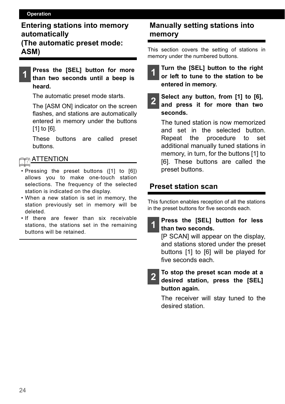 Manually setting stations into memory, Preset station scan | Eclipse - Fujitsu Ten CD4000 User Manual | Page 24 / 195