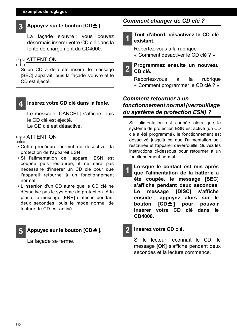 Comment changer de cd clé | Eclipse - Fujitsu Ten CD4000 User Manual | Page 92 / 195