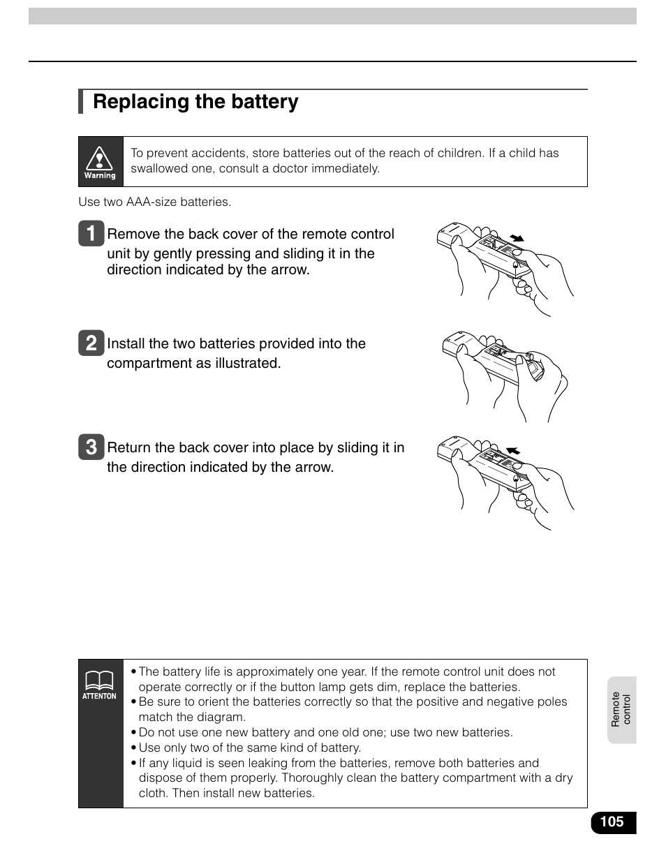 Replacing the battery | Eclipse - Fujitsu Ten AVN5435  EN User Manual | Page 106 / 122