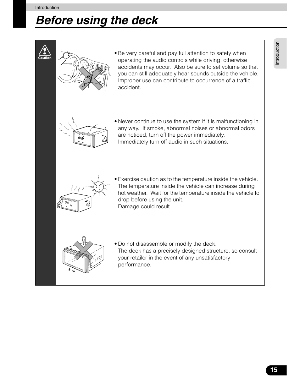 Before using the deck | Eclipse - Fujitsu Ten AVN5435  EN User Manual | Page 16 / 122