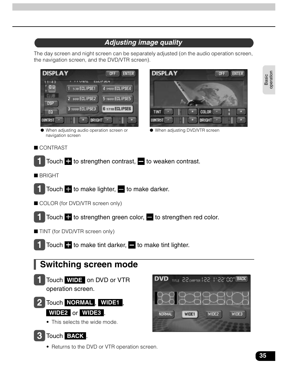 Switching screen mode | Eclipse - Fujitsu Ten AVN5435  EN User Manual | Page 36 / 122