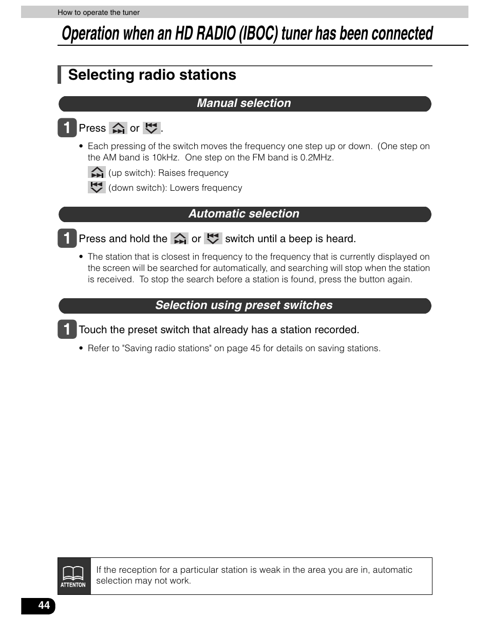 Selecting radio stations | Eclipse - Fujitsu Ten AVN5435  EN User Manual | Page 45 / 122