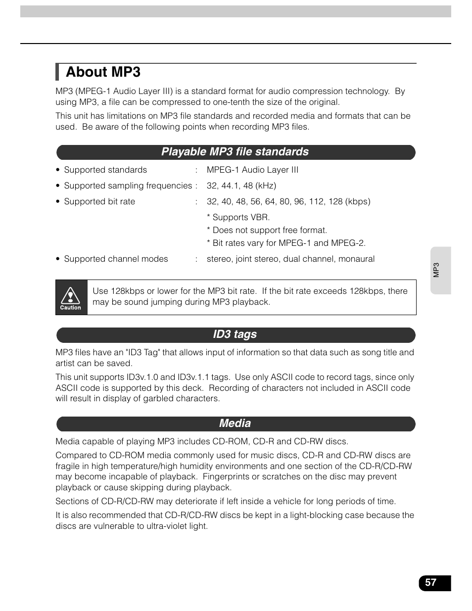 About mp3 | Eclipse - Fujitsu Ten AVN5435  EN User Manual | Page 58 / 122