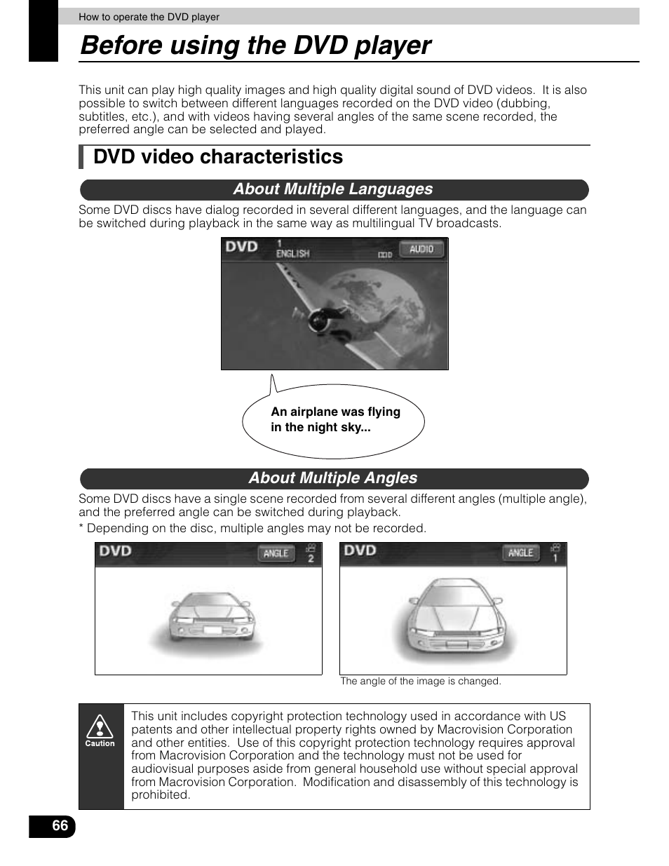 Before using the dvd player, Dvd video characteristics | Eclipse - Fujitsu Ten AVN5435  EN User Manual | Page 67 / 122
