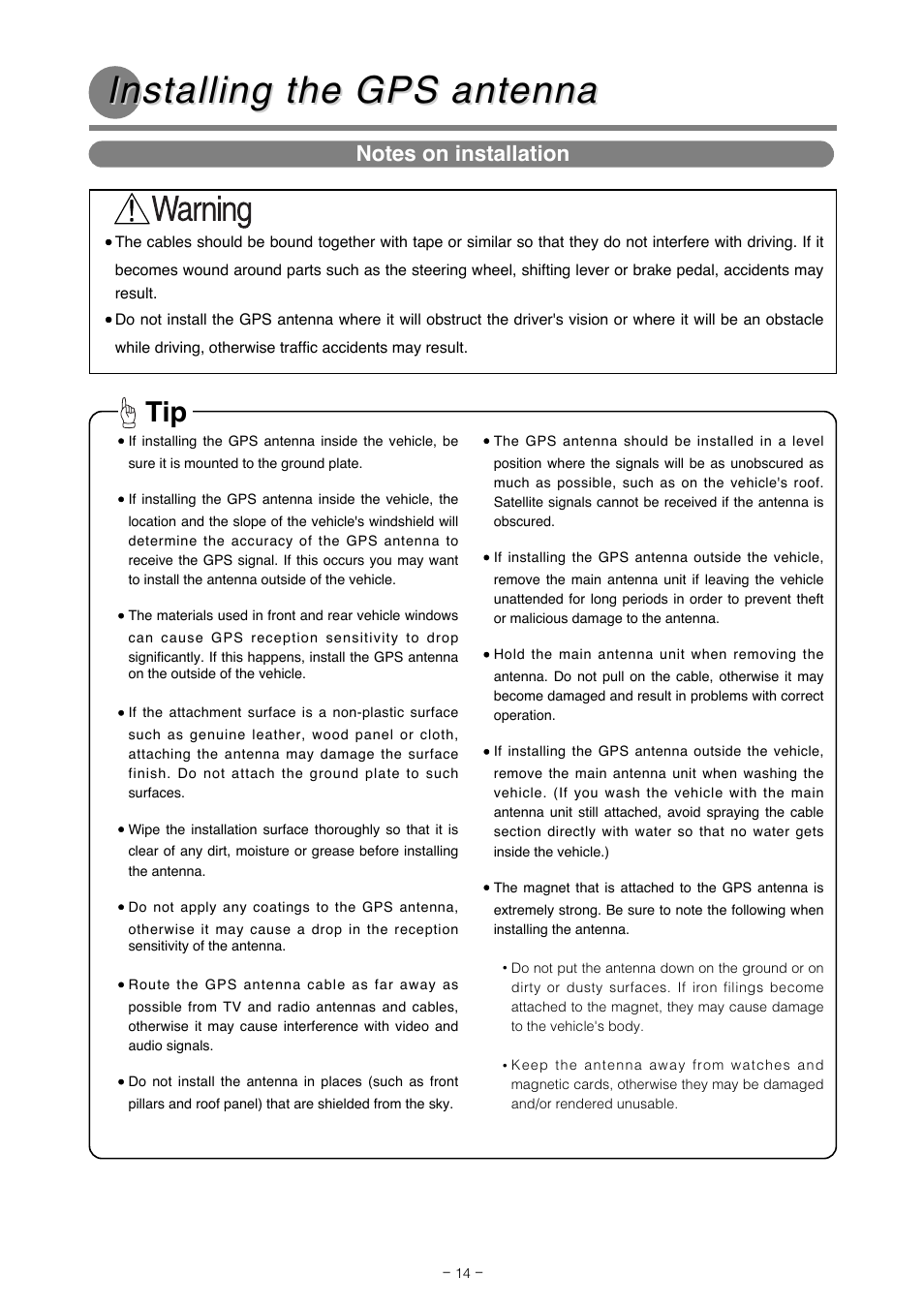 Installing the gps antenna | Eclipse - Fujitsu Ten AVN5495  EN User Manual | Page 14 / 20