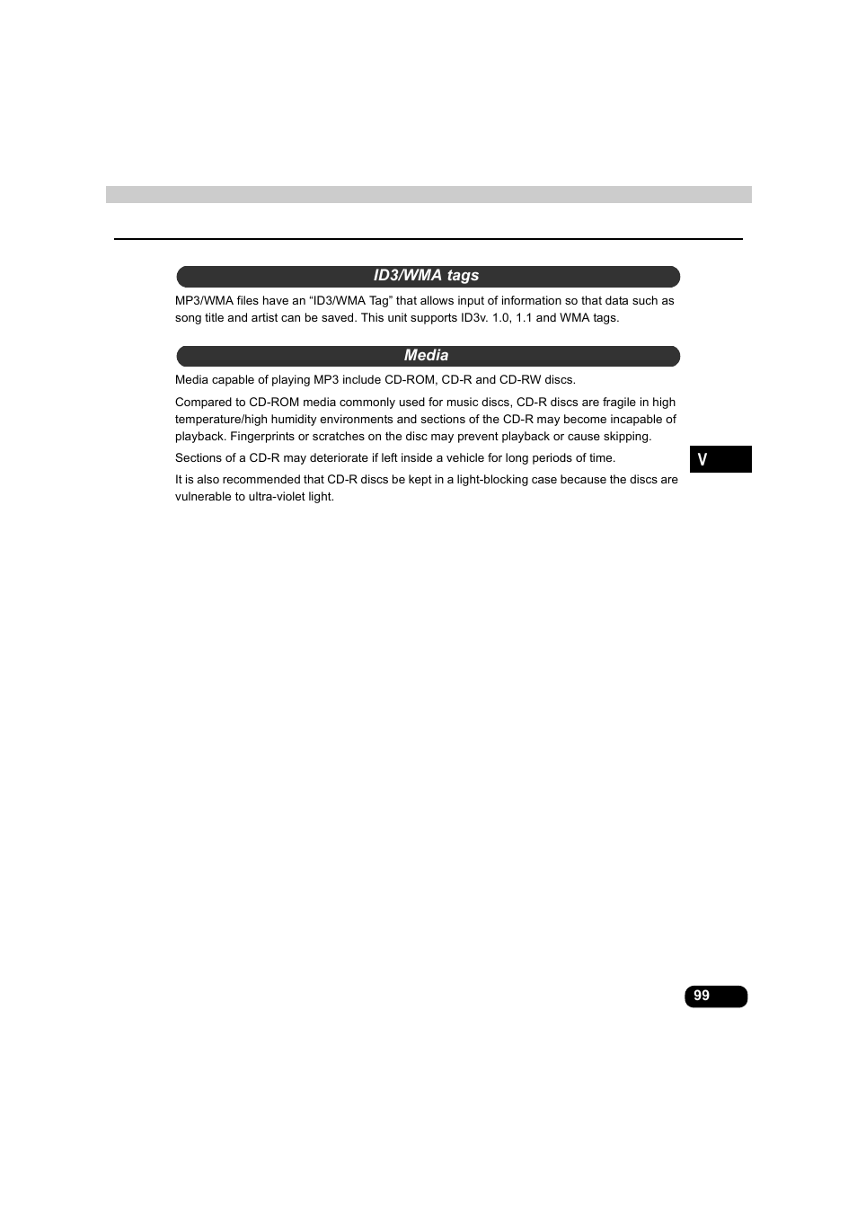 Id3/wma tags, Media, Id3/wma tags media | Eclipse - Fujitsu Ten AVX5000 User Manual | Page 100 / 262