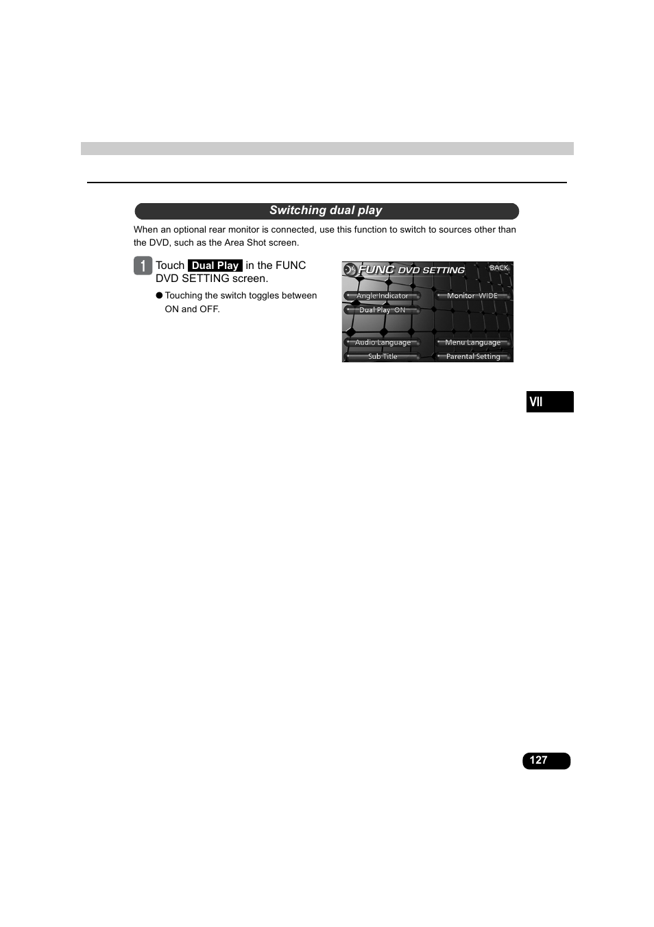 Switching dual play | Eclipse - Fujitsu Ten AVX5000 User Manual | Page 128 / 262