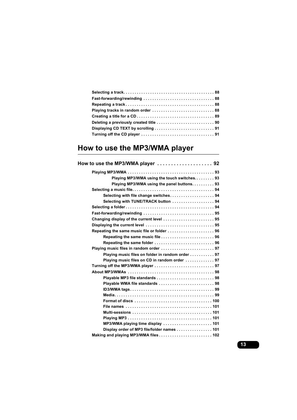 How to use the mp3/wma player | Eclipse - Fujitsu Ten AVX5000 User Manual | Page 14 / 262