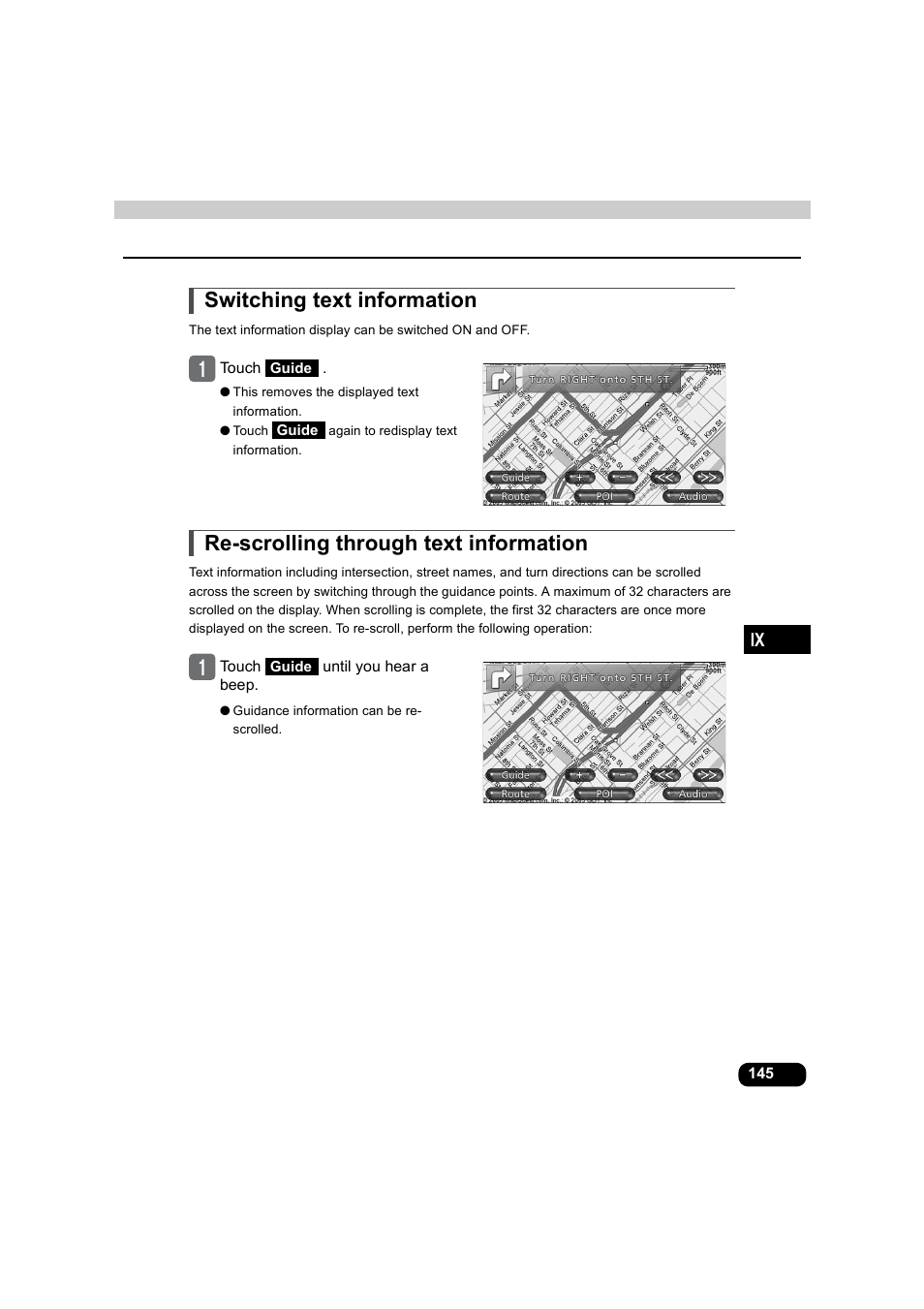 Switching text information, Re-scrolling through text information | Eclipse - Fujitsu Ten AVX5000 User Manual | Page 146 / 262