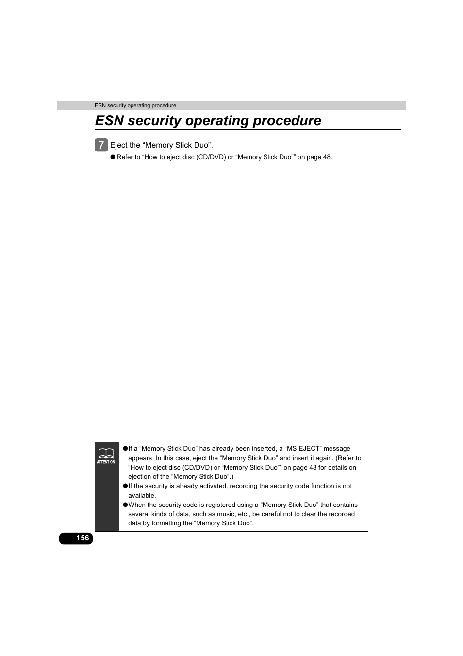 Esn security operating procedure | Eclipse - Fujitsu Ten AVX5000 User Manual | Page 157 / 262
