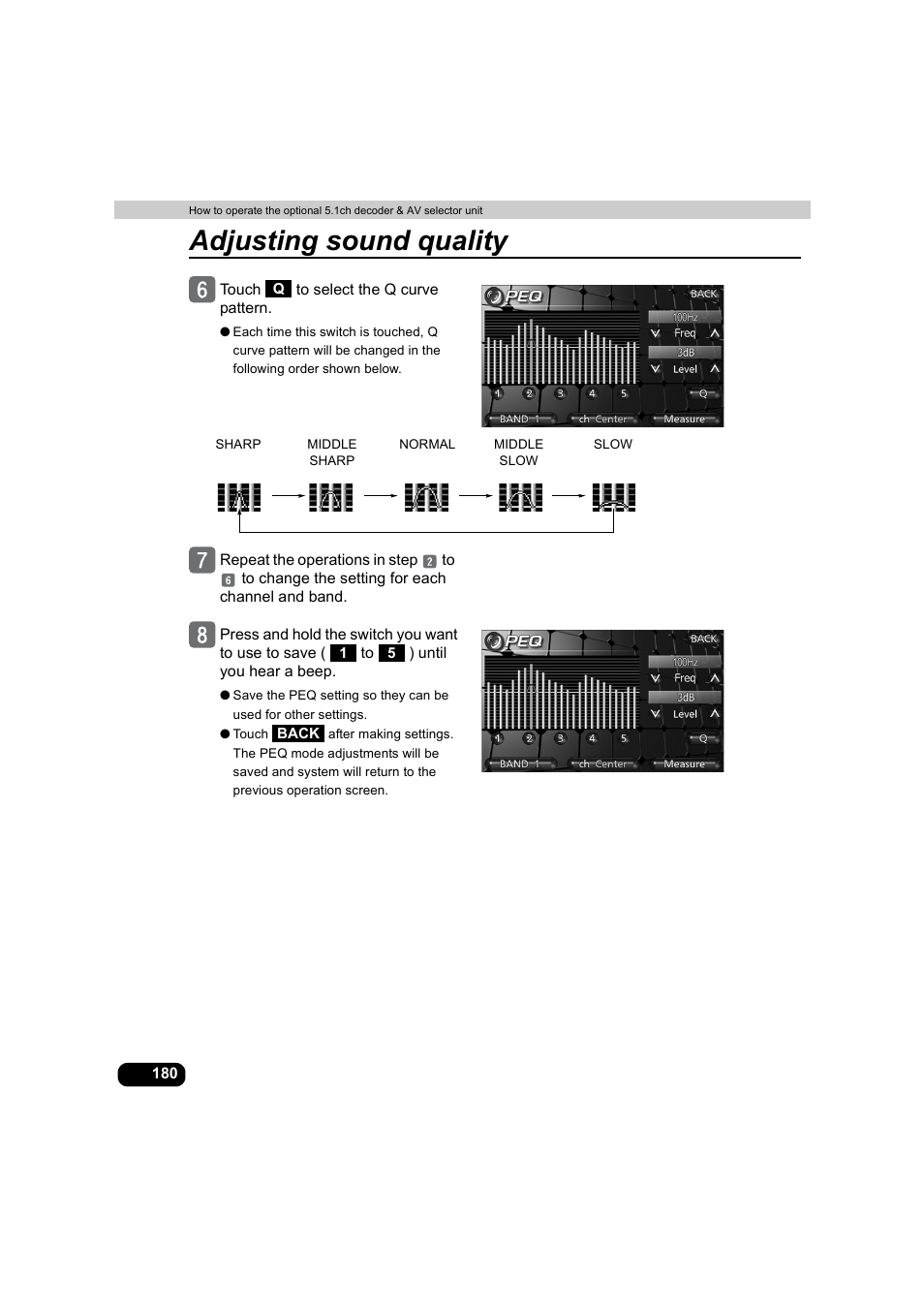 Adjusting sound quality | Eclipse - Fujitsu Ten AVX5000 User Manual | Page 181 / 262