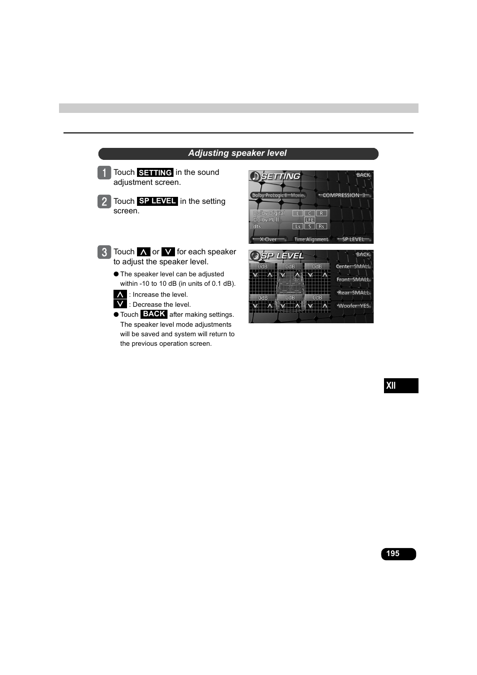 Adjusting speaker level | Eclipse - Fujitsu Ten AVX5000 User Manual | Page 196 / 262