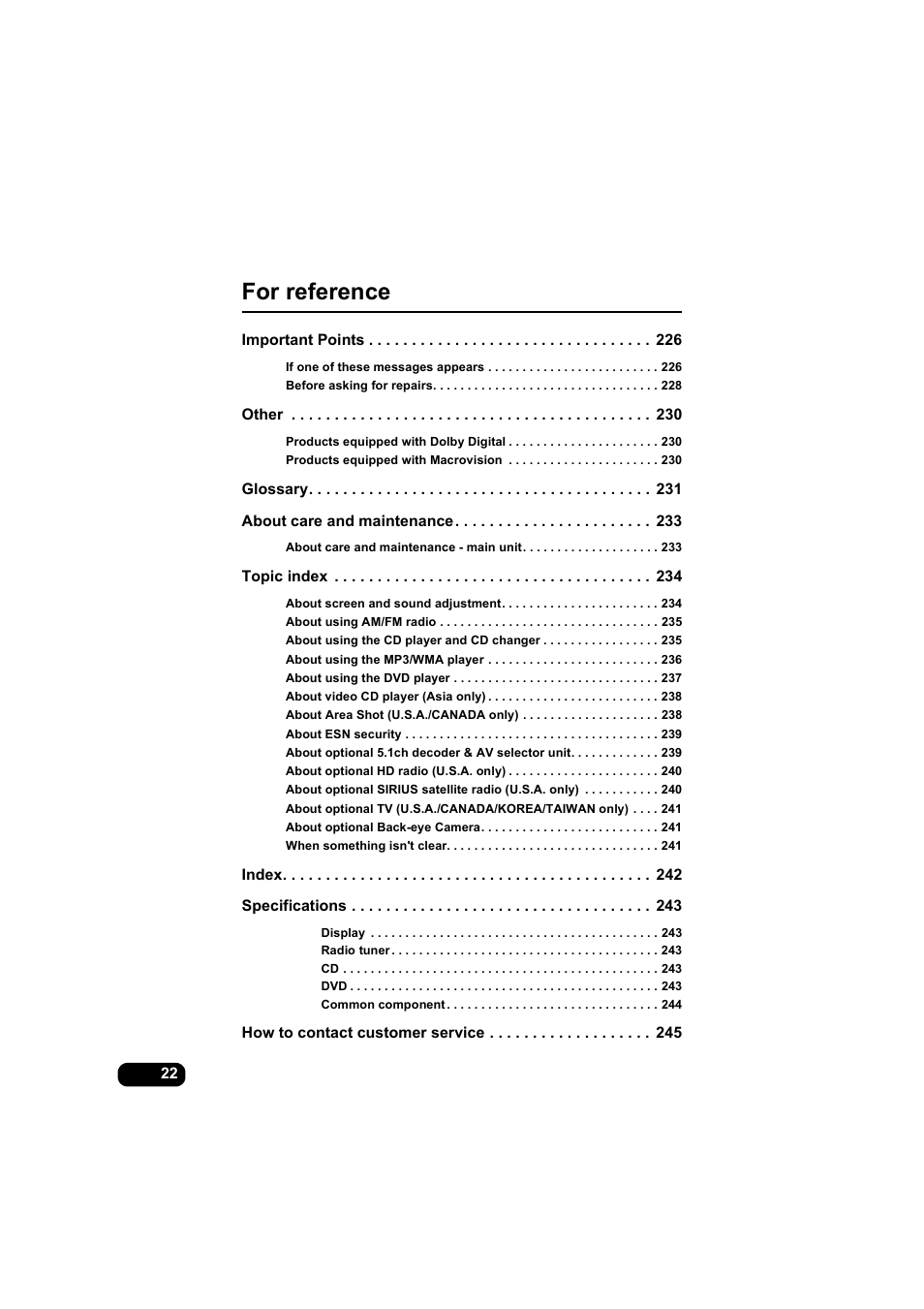 For reference | Eclipse - Fujitsu Ten AVX5000 User Manual | Page 23 / 262