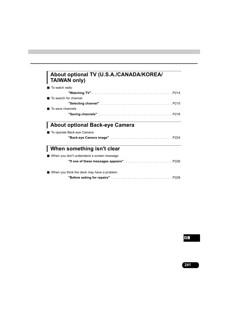 About optional back-eye camera, When something isn't clear | Eclipse - Fujitsu Ten AVX5000 User Manual | Page 242 / 262