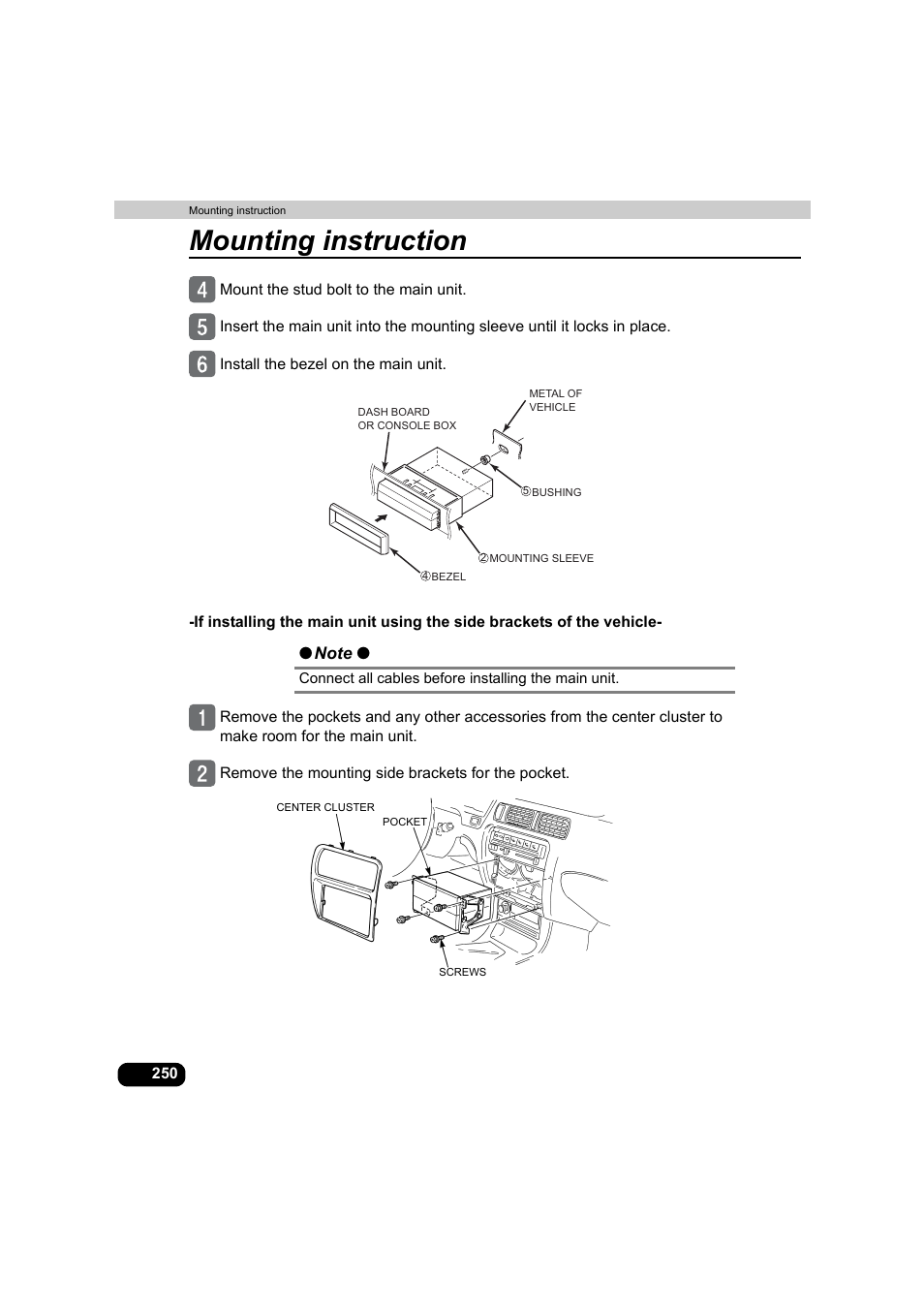 Mounting instruction | Eclipse - Fujitsu Ten AVX5000 User Manual | Page 251 / 262