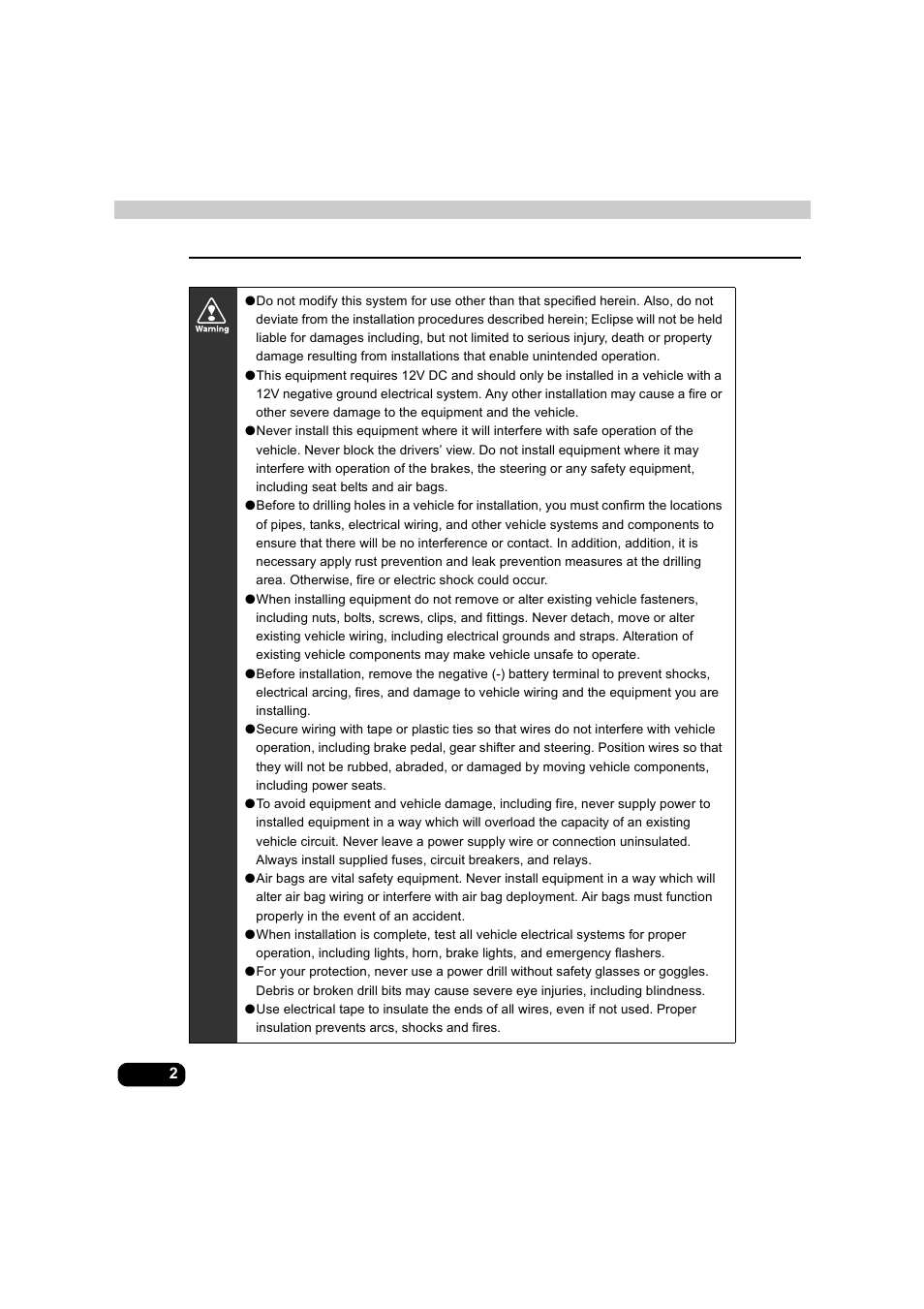 Eclipse - Fujitsu Ten AVX5000 User Manual | Page 3 / 262