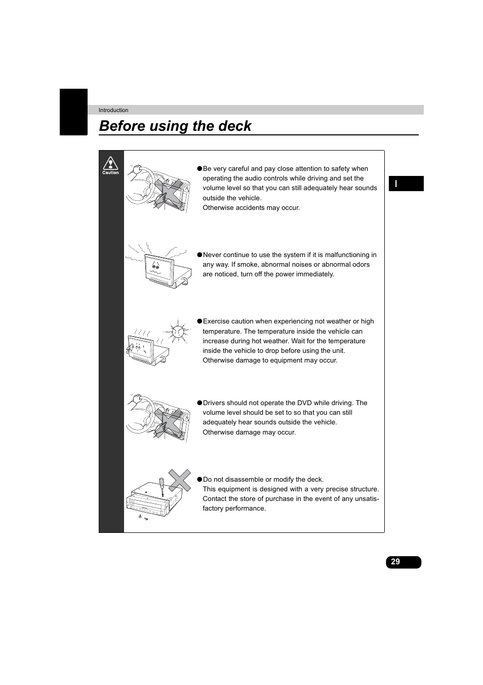 Before using the deck | Eclipse - Fujitsu Ten AVX5000 User Manual | Page 30 / 262