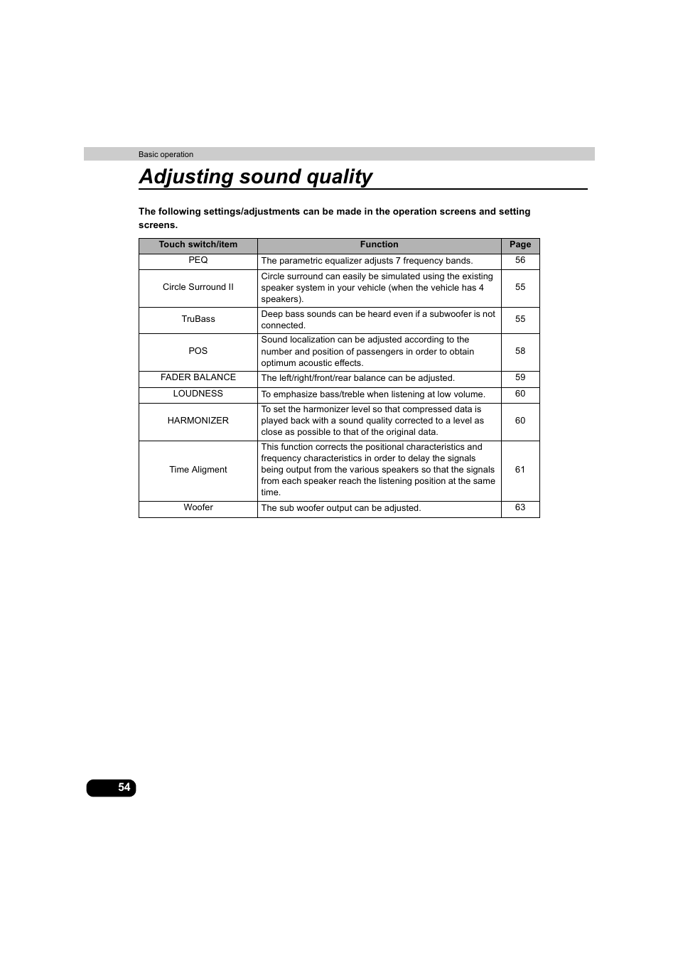 Adjusting sound quality | Eclipse - Fujitsu Ten AVX5000 User Manual | Page 55 / 262