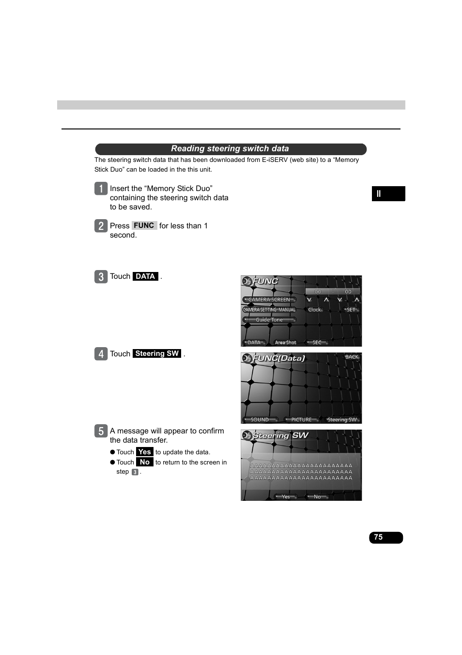 Reading steering switch data | Eclipse - Fujitsu Ten AVX5000 User Manual | Page 76 / 262