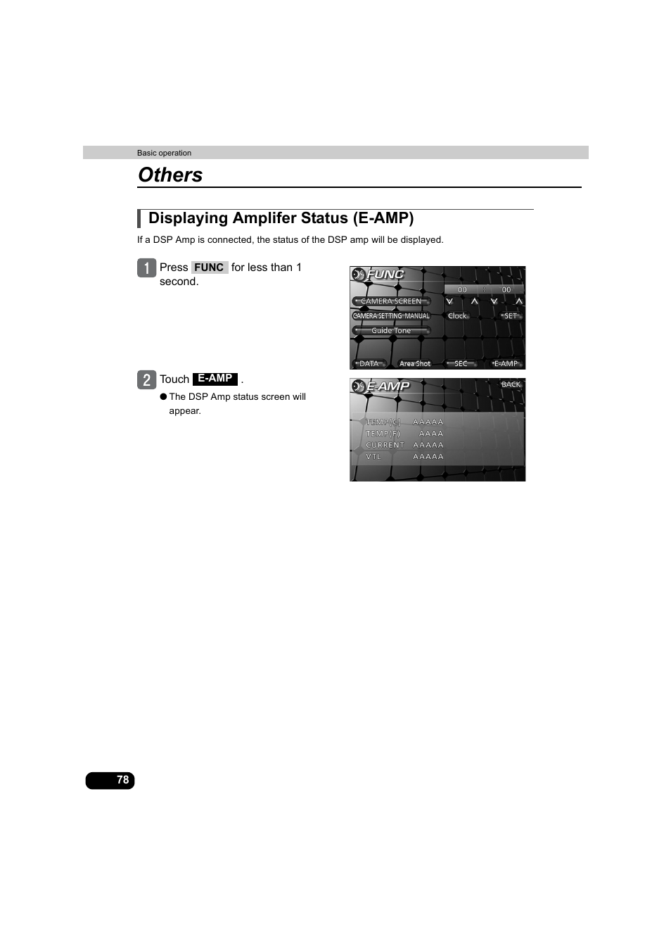 Displaying amplifer status (e-amp), Others | Eclipse - Fujitsu Ten AVX5000 User Manual | Page 79 / 262