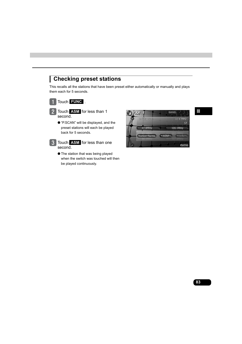 Checking preset stations | Eclipse - Fujitsu Ten AVX5000 User Manual | Page 84 / 262