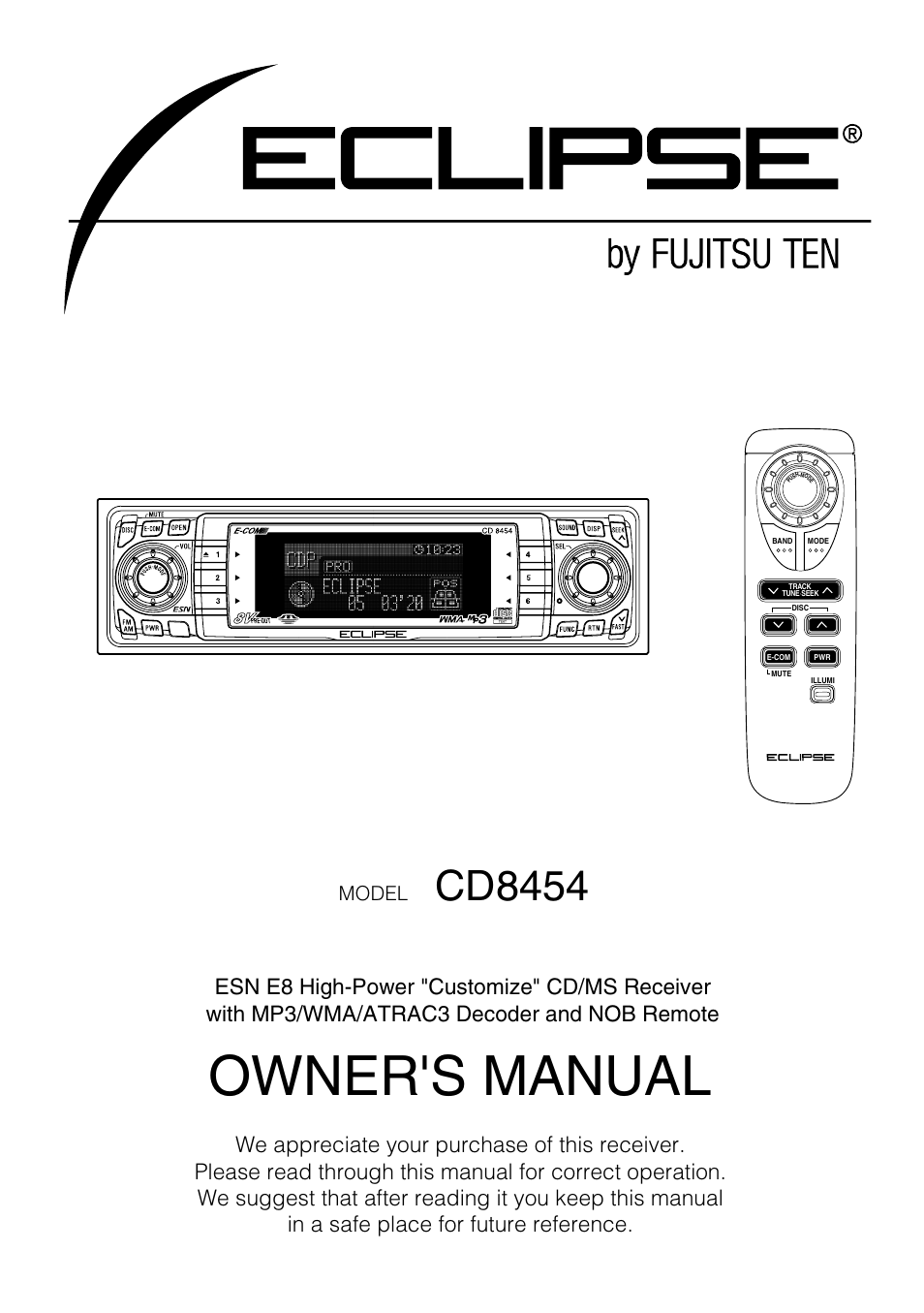 Eclipse - Fujitsu Ten CD8454 User Manual | 180 pages