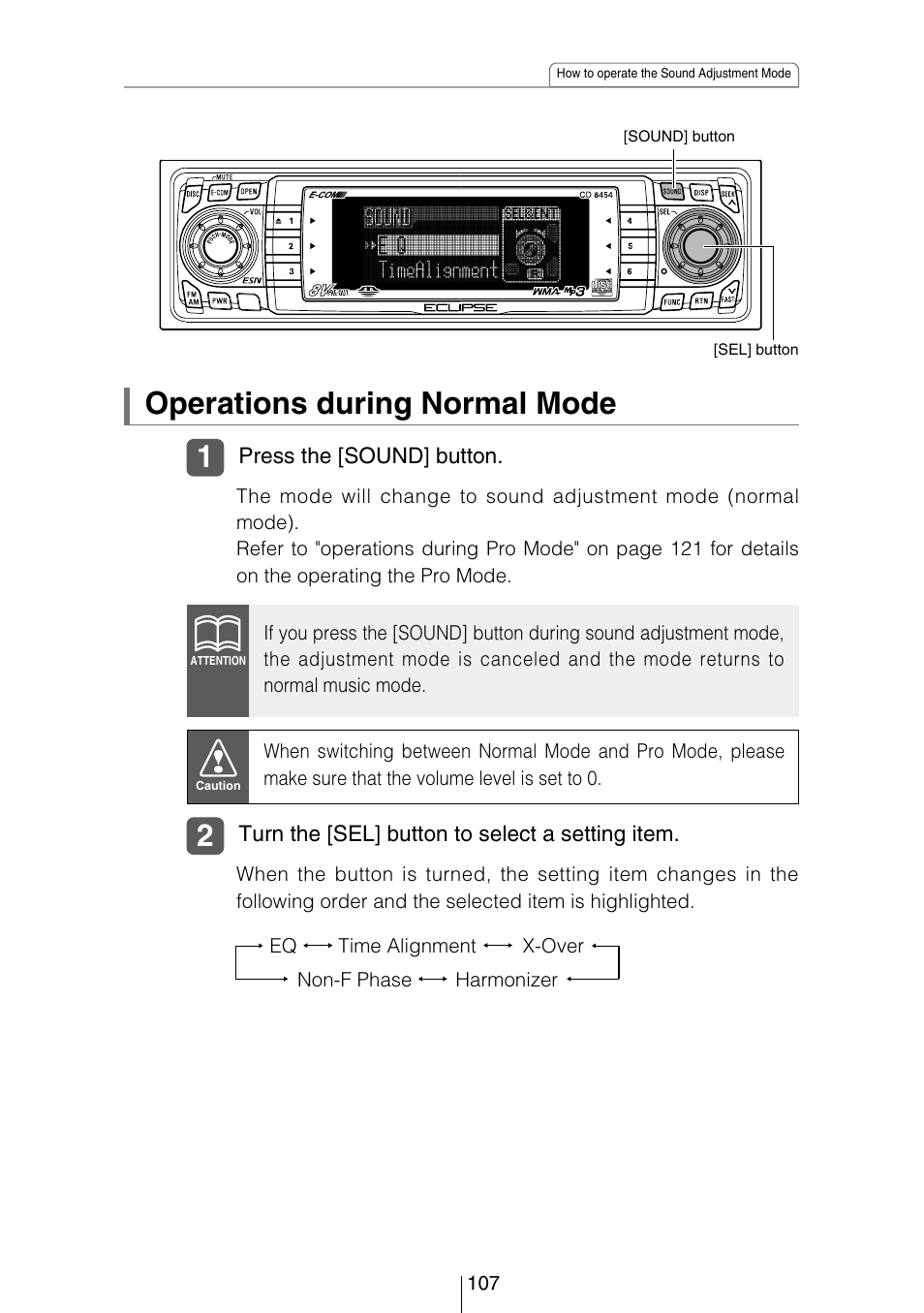 Operations during normal mode | Eclipse - Fujitsu Ten CD8454 User Manual | Page 107 / 180