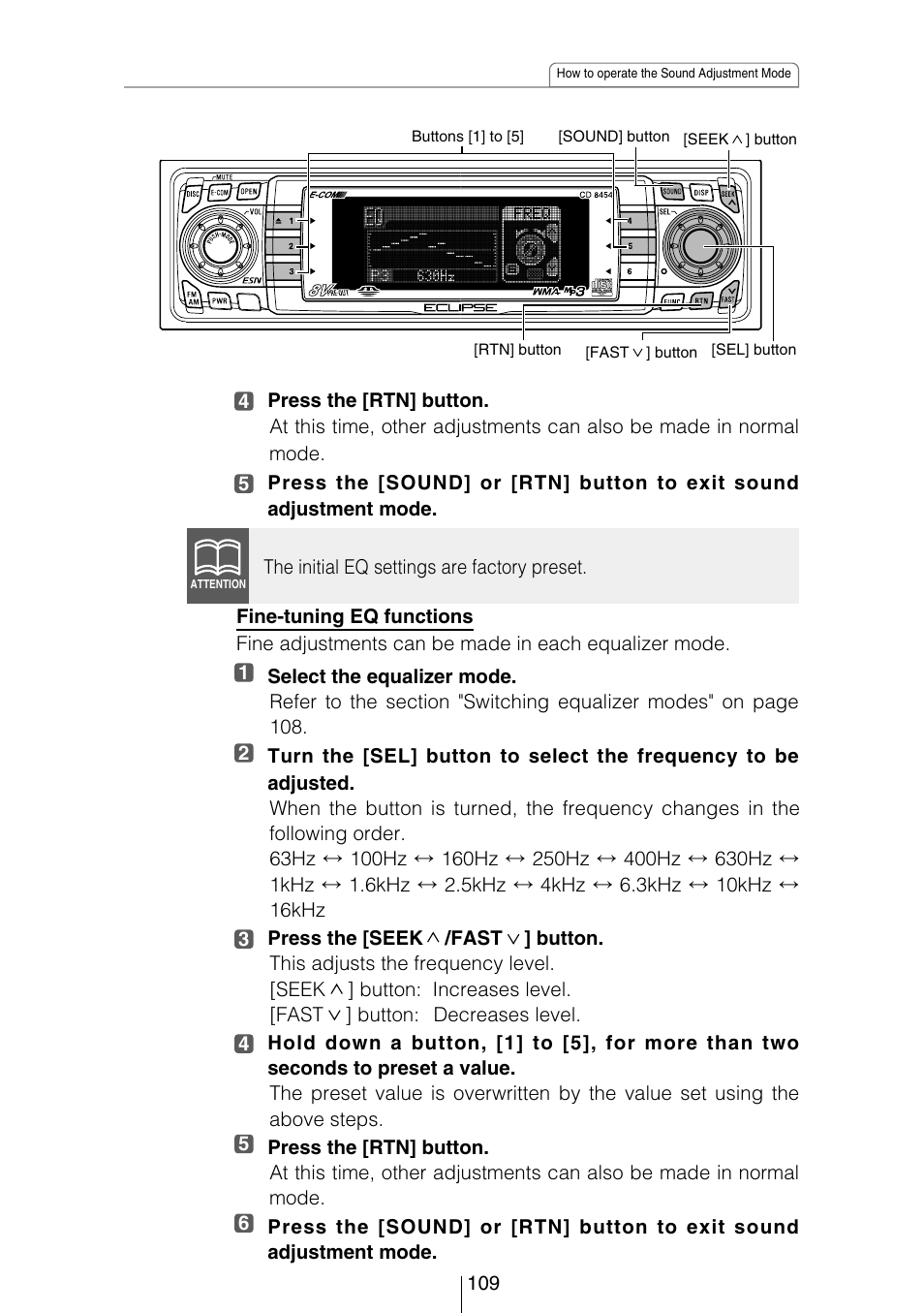 Eclipse - Fujitsu Ten CD8454 User Manual | Page 109 / 180