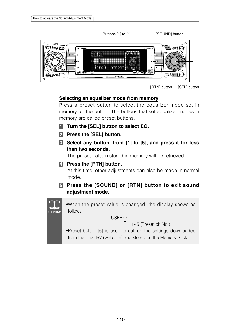 Eclipse - Fujitsu Ten CD8454 User Manual | Page 110 / 180