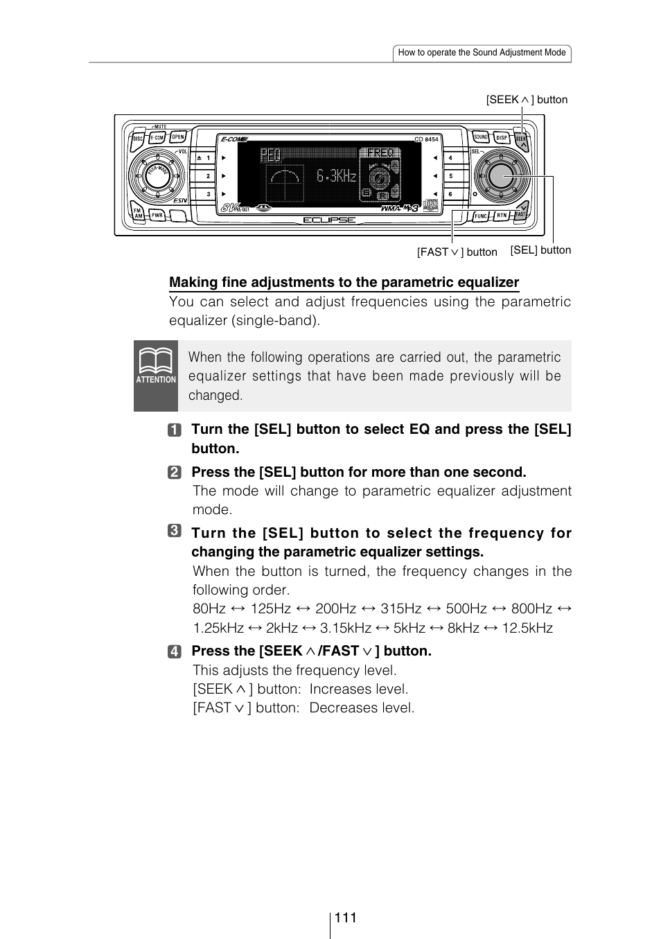 Eclipse - Fujitsu Ten CD8454 User Manual | Page 111 / 180